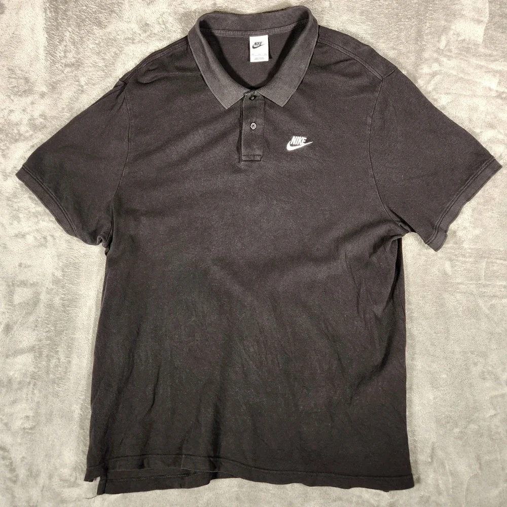 Nike‎ Polo Shirt Mens 2XL Black Excellent CJ4456-010 Short Sleeve Pique Cotton